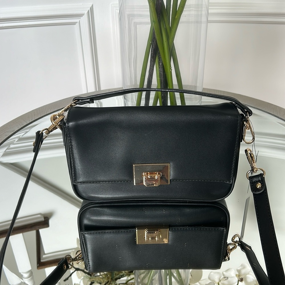 Black Double Strap Handbag/Crossbody